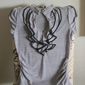 Ruffle Gray Dress Top